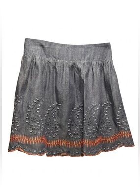 Hot Delicious ModCloth Style Cotton Lightweight Embroidered Boho Skirt Large